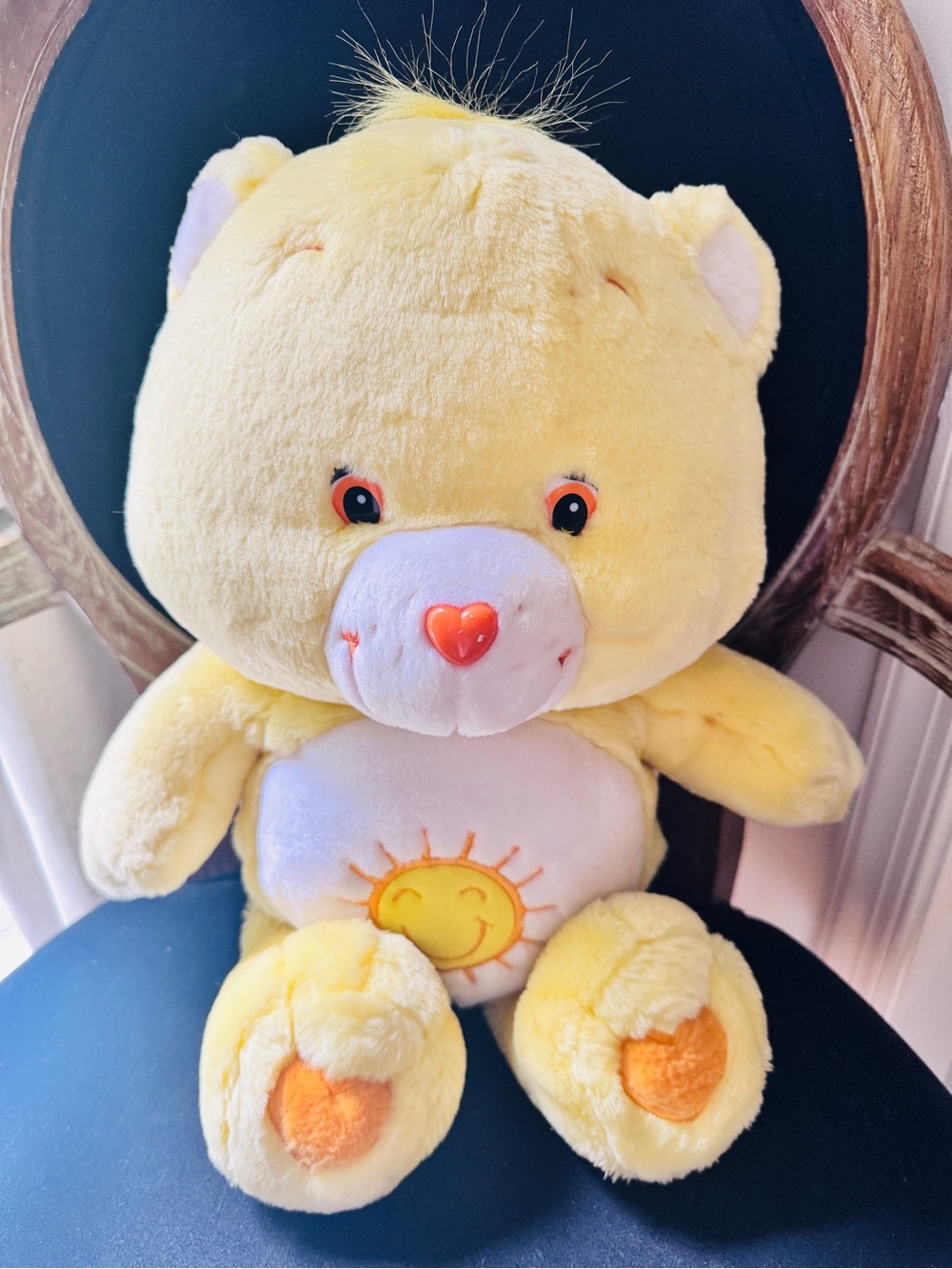 Care Bears Yellow Sunshine Funshine 2002 Bear Plush with Sun Emblem